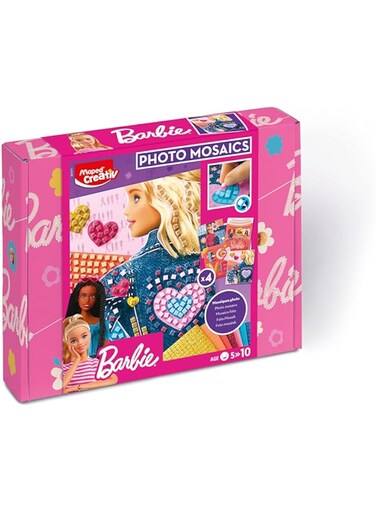 Maped Creative Photo Mosaics Barbie Creative and Craft Set Intuitive Mosaic Activity with Barbie Illustration Colourful Self-Adhesive Mosaic Sheets from 5 Years