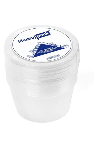 Khaleej Pack Disposable Container with Lids Bowls For Food - 450 ml Pack of 10 Round Microwave Plastic Freezer Soup Pint Deli Kitchen Containers Storage Box Khaleej Pack