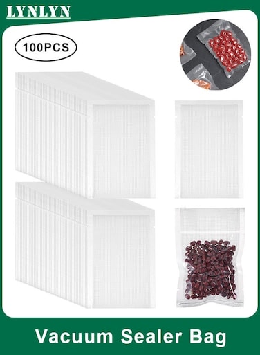 100 Pieces Small Vacuum Sealer Bags for Food Storage, Clear Plastic Flat Pouches with Tear Notch, Heat Sealable Food Packaging Bags&iuml;&frac14;&circ;15x25cm&iuml;&frac14;&permil;