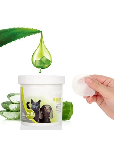 Mumoo Bear 100Pcs/Box Cleaning Wipes, Dog Eye Wipes Cleaning Wipes, Ear Cleaning Wipes for Dogs and Cats to Remove Spots Caused by Tears Mucus Saliva