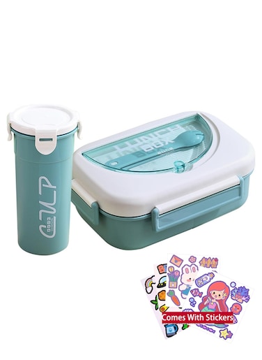 Bento Lunch Box Water Cup Set for Kids Leakproof Lunch Box Containers with 4 Compartments Portions Lunchbox with Tableware and Sauce Containers Back to School Reusable Bento Box