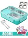 Stainless Steel Lunch Box with Divided Compartments Meal Prep Containers Lunch Box for Adults &amp; Kids Leak &amp; Spill Proof Snack Box with Utensils BPA-Free &amp; Dishwasher Safe (Green 800ML with Bowl)
