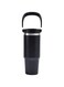 RJFGIDEM 30oz Vacuum Straw Water Bottle with Lid, 850ML Double Different Lids Stainless Steel Travel Mug, Hot Cold Insulated Water Bottle, Large Sports Bottle with Straw Lid (Black)