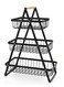 Fruit Basket for Kitchen Countertop 2 Tier Portable Metal Wire Storage Rack with Wooden Handle Detachable Rectangle Basket for Kitchen Organizer Storage Bread Snacks Fruits 3 Layer Black.
