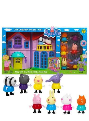 Peppa Kids Toy Family House Set - 8 Family Members Pretend Play Figures, Best Family House Toy For Kids, Dollhouse Family Set For Boys &amp; Girls, Educational Pretend-Play Character Set, Imaginative