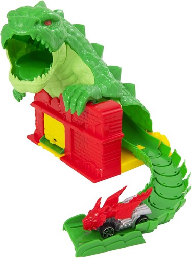 مجموعة لعب Teamsterz Beast Machines Dragon Disaster – تتضمن سيارة واحدة مصبوبة، وإمكانية القيادة عبر فكي التنين، وقاذفة مخفية، وذيل مرن للهروب، ومخالب للضغط عليها لتفعيل الهروب السريع