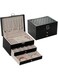 BSJIASHIWEI Jewelry Box,3 Layer Jewellery Organizer for Women Girls,Jewellery Storage Case with Lock and Removable Tray,for Necklace, Earrings,Bracelets,Rings (Black)