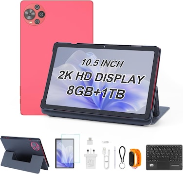 C IDEA CM10500 Plus 10.5" Tablet, Android 14, 8GB RAM + 1TB ROM, Dual 5G LTE SIM, 2K 1200x2000 Display, 10000mAh Battery, Tablet PC &ndash; Red