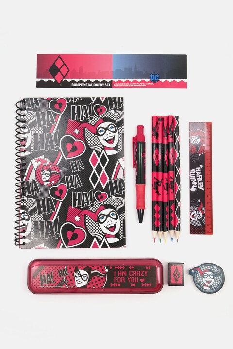 Pyramid Harley Quinn DC Comics Bumper Stationery Set, Red/Black