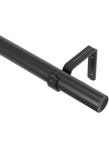 Umbra Zen Modern 1-Inch Curtain Rod, Includes 2 Matching Finials, Brackets &amp; Hardware, 32 to 128-Inch, 42"-120", Black