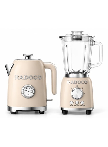 Radoco Electric Kettle and Blender Combo Set - Cream