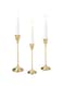 Vintage Modern Brass Gold Taper Candle Holders, Set of 3, Vintage Modern Decorative Centerpiece for Table Mantel Wedding Housewarming Gift