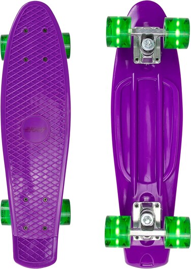 ZIGGY 22" LED Light-Up Skateboard for Kids  Mini Cruiser for Girls &amp; Boys with PU Lighted Wheels, ABEC-5 Bearings &amp; Aluminum Trucks &ndash; Purple