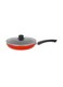 28 CM Aluminum Fry Pan With Tempered Glass Lid Red color, Strong Aluminum Body With Non-Stick Coating And Bakelite Handle  Compatible With Hot Plate, Halogen, Ceramic And Gas Stovetops Black 28cmcm