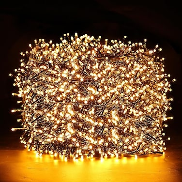 Quntis Outdoor Cluster Christmas Lights Warm White 50M 2000 LED Fairy Lights Mains Powered, Waterproof 8 Modes and Memory Fuction Xmas Tree Lights Decoration Garden Indoor Festive Walls Birthday Home
