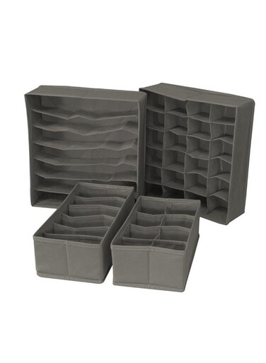 Pack Foldable Underwear and Bras Drawer Organizers, Fabric Closet Dresser Drawers Organizers Dividers, Clothing Storage Organizers Box for Lingerie, Panties, Socks, Briefs, Dark Gray