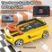 لعبة مغامرات سباق السيارات - سيارة سباق بعجلة قيادة موسيقية للأطفال الصغار، لعبة قيادة محاكاة مع أصوات، سيارة بأربع عجلات (صفراء)