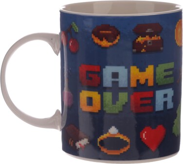 Puckator Game Over Tasse Wei&szlig;, Bedruckt, 100% Porzellan, In Geschenkverpackung.