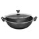 Sonex - Non-Stick Cooking Wok with Glass Lid, 30 cm, 4 Ltr Capacity, PFOA-Free Teflon Coating, Easy Clean, Dishwasher Safe, Hard Enamel Exterior, Cool Handle, Grey