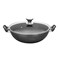 Sonex - Non-Stick Cooking Wok with Glass Lid, 30 cm, 4 Ltr Capacity, PFOA-Free Teflon Coating, Easy Clean, Dishwasher Safe, Hard Enamel Exterior, Cool Handle, Grey