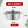 Sonex - Stainless Steel Mega Super Casserole, 24 cm (6 Ltr), Cooking Pot, Durable Handles, Glass Lid, Sandwich Bottom, Sleek Modern Design, Ideal for Efficient Cooking