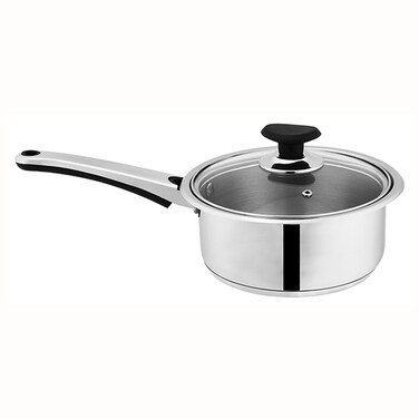 Sonex - Mega Stainless Steel Sauce Pan, 20 cm (3 Ltr), Glass Lid, Sandwich Bottom, Ergonomic Cool Handle, Sleek Modern Design, Ideal for Sauces &amp; Soups