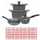 Sonex - Diecast Eden Sapphire Gift Set, 7-Piece, Grey Marble Non-Stick Coating, Includes Casserole Pots, Sauce Pot, Frypan, Glass Lids, Easy Clean, Grey