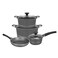 Sonex - Diecast Eden Sapphire Gift Set, 7-Piece, Grey Marble Non-Stick Coating, Includes Casserole Pots, Sauce Pot, Frypan, Glass Lids, Easy Clean, Grey
