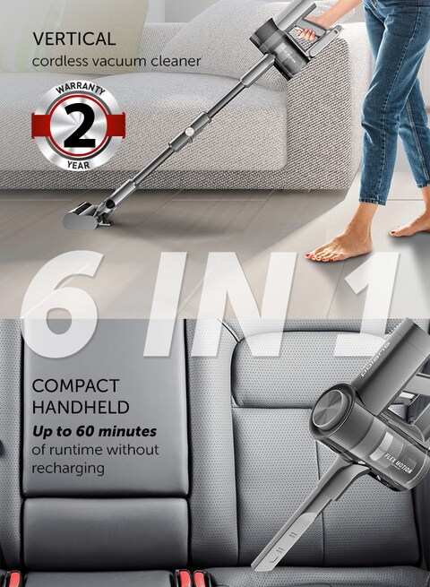 Polaris PVCS1146 Wet &amp; Dry Portable Vacuum Cleaner Master Clean Aqua, Up To 60 Minutes Of Runtime Without Recharging, Hepa 10, Flex Motion Technology, 6 Nozzles, Cyclonic Dust Collection System