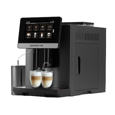 Polaris PACM 2080 Smart Coffee Machine WiFi IQ Home, Wi-Fi Remote Control, Italian 20-Bar Pump, Profi-Cream Milk Frothing System, Personalized Customization, 12 Grind Levels