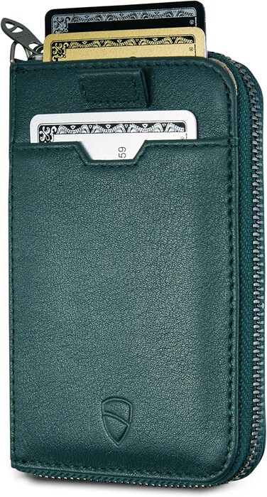 Vaultskin Notting Hill zip wallet with RFID protection (Alpine Green)

