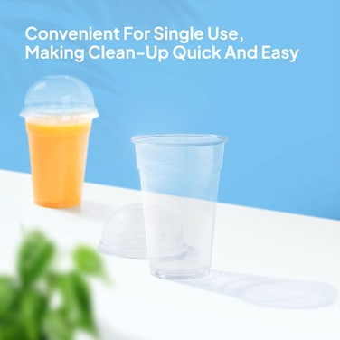 Hotpack Clear Pet Cup With Dome Lid, 355 Ml (12 Oz), 25 Pieces, Premium Transparent Cups For Smoothies And Milkshakes, Crack-Resistant Design With Secure Dome Lids.