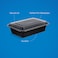 Hotpack Black Base Rectangular Container 8388 With Lid, 10 Pieces (8 + 2 Free), 750 Ml (25 Oz), Bento-Style Storage, Leak-Proof And Ideal For Professional Meal Prep.