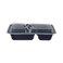 Hotpack Disposable Bento, Food Storage, Microwavable Meal Prep Container, Black Base Rectangular Container 2-Compartment with Clear Lid, 50 Pieces