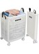 ANTOLE Collapsible Laundry Basket with Wheels and Handle, Foldable Laundry Basket,With wheels and Handles, Versatile Portable Storage Basket, for Bedroom, Bathroom, Dorm, Toys Storage (White)