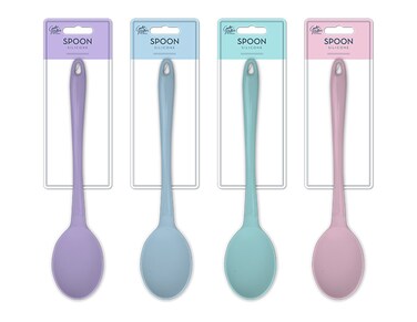 Pastel Silicone Solid Spoon: Heat Resistant, Flexible, Non-Stick, Easy to Clean, Dishwasher Safe, Comfortable Grip, Stylish, Versatile