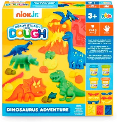 Addo Ready Steady Dough Nick Jr - Dinosaurus Adventure Playset, Play Dough, Clay Toys, Moulding Arts &amp; Craft, School Supply, Toys for Kids
