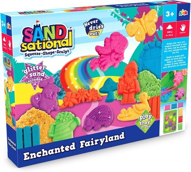 Addo Sandsational Enchanted Fairyland 600g, Squeeze, Shape and Sculpt sand, Moulding Building Toy
