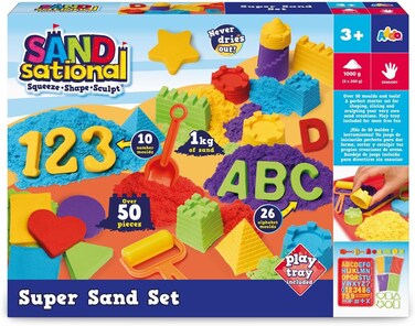 Addo Sandsational Super Sand Set 1000g, Squeeze, Shape and Sculpt sand, Moulding Building Toy
