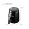 Evvoli Air Fryer 4 Litres With Timer Temperature Adjustable Control And 8 Preset Programs 1500W, EVKA-AF4001BS Black