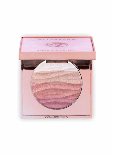 W7 Afterglow Blusher &amp; Highlight Compact - Pink &amp; Gold Glowing Pressed Powder Compact