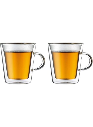 Bodum canteen double wall mug, clear, 0.20 litre, bd-10325-10, 2 pieces