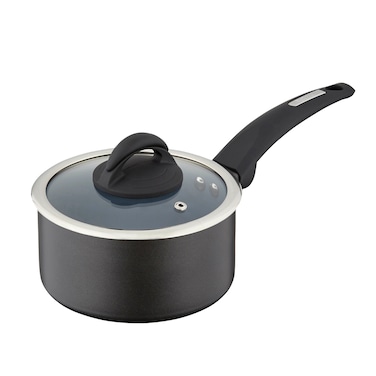 Tower Cerasure 20cm Aluminium Non-Stick Ceramic Saucepan with Tempered Glass Lid &amp; Steam Vent   Bonded Base   PFAS PFOA PTFE Free Saucepot    All Stovetop Compatible   Dishwasher Safe   Graphite Grey