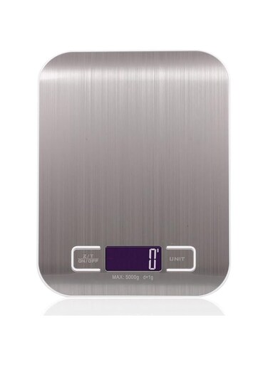 Showay Electric Kitchen Scale Digital Food 5Kg Measuring Range For Cooking Baking G Lb Oz Ml Kg Milk Stainless Steel Re Able, Silver, Cx2012-5Kg-02, Silver-Re Able