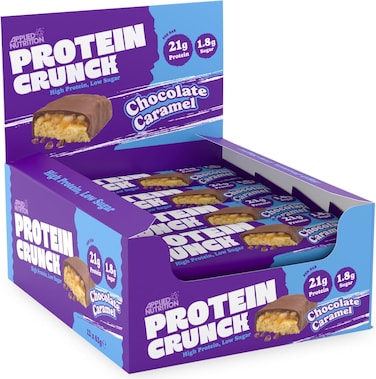 Applied Nutrition Protein Crunch Bar Milk Chocolate Caramel 12 Bars   High Protein Snack for Muscle Recovery &amp; Healthy Energy
