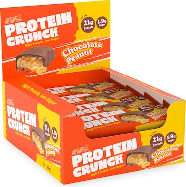 Applied Nutrition Protein Crunch Bar Milk Chocolate Peanut 12 Bars   High Protein Snack for Muscle Recovery &amp; Healthy Energy