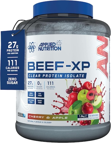 Applied Nutrition Beef XP - Clear Hydrolysed Protein Isolate, Fruit Juice Style, Dairy Free, Lactose Free, Zero Sugar, Low Fat (1.8 kg, Cherry &amp; Apple)
