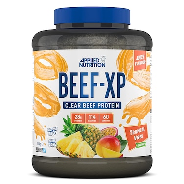 Applied Nutrition Beef XP - Clear Hydrolysed Protein Isolate, Fruit Juice Style, Dairy Free Beef Protein Powder, Lactose Free, Zero Sugar, Low Fat (1.8 Kg, Tropical Vibes)