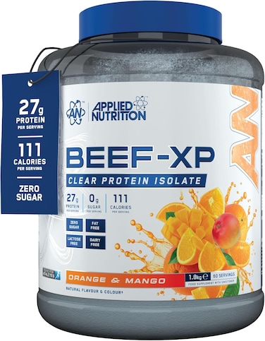 Applied Nutrition Beef XP - Clear Hydrolysed Protein Isolate, Fruit Juice Style, Dairy Free, Lactose Free, Zero Sugar, Low Fat (1.8 kg, Orange &amp; Mango)