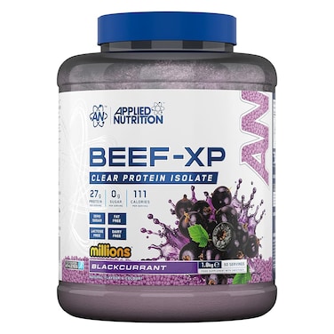 Applied Nutrition Beef XP - Clear Hydrolysed Protein Isolate, Fruit Juice Style, Dairy Free Beef Protein Powder, Lactose Free, Zero Sugar, Low Fat (1.8 Kg, Million Blackcurrant)